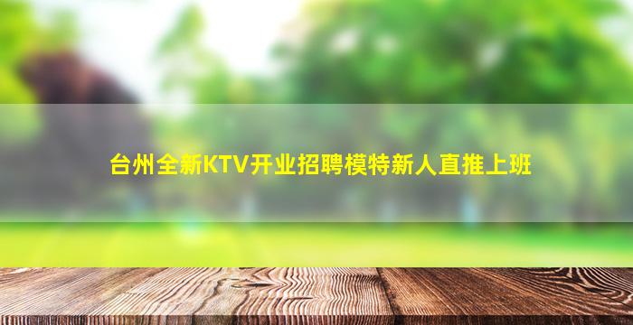 台州全新KTV开业招聘模特新人直推上班